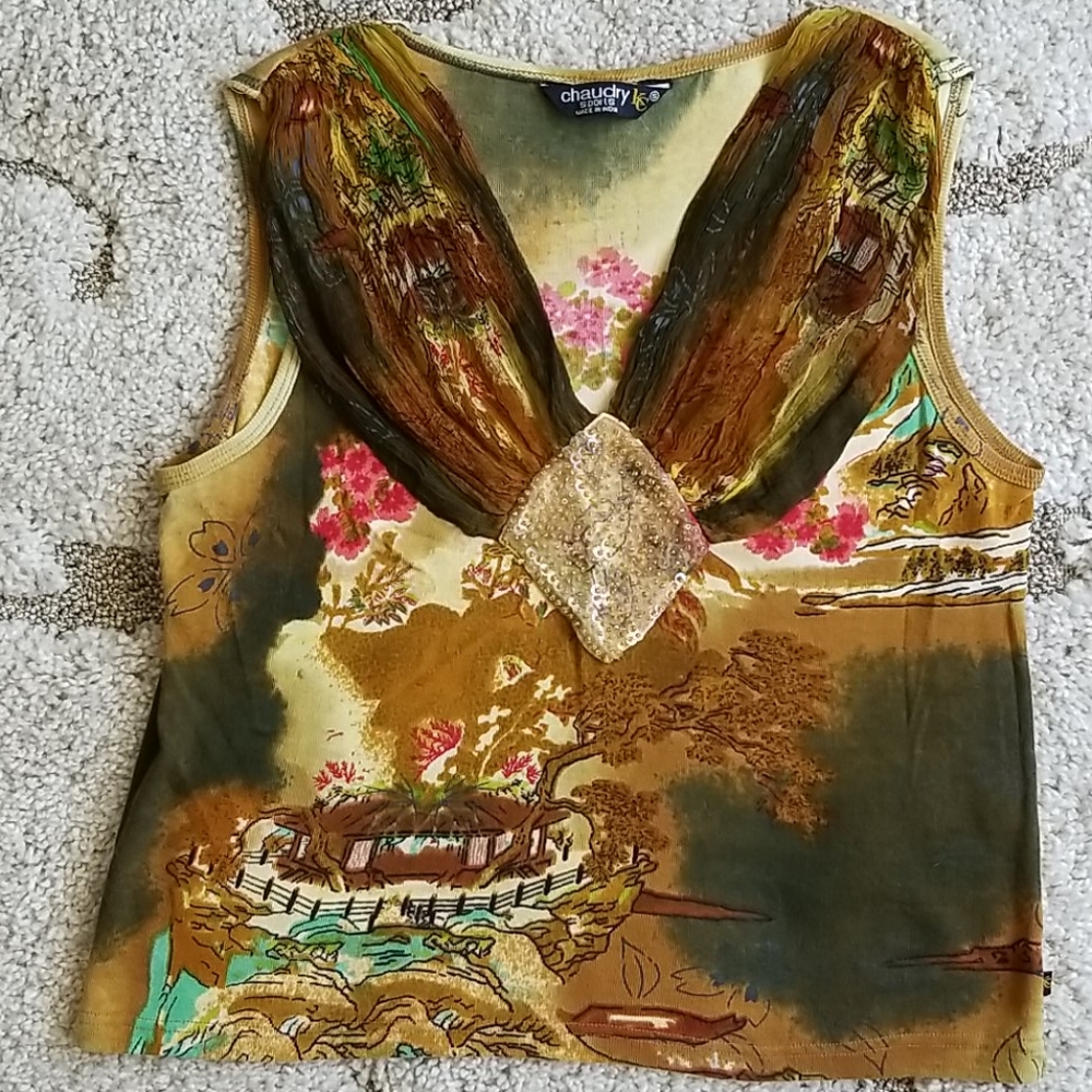 Chaudry Sports Vintage Asian Printed Top